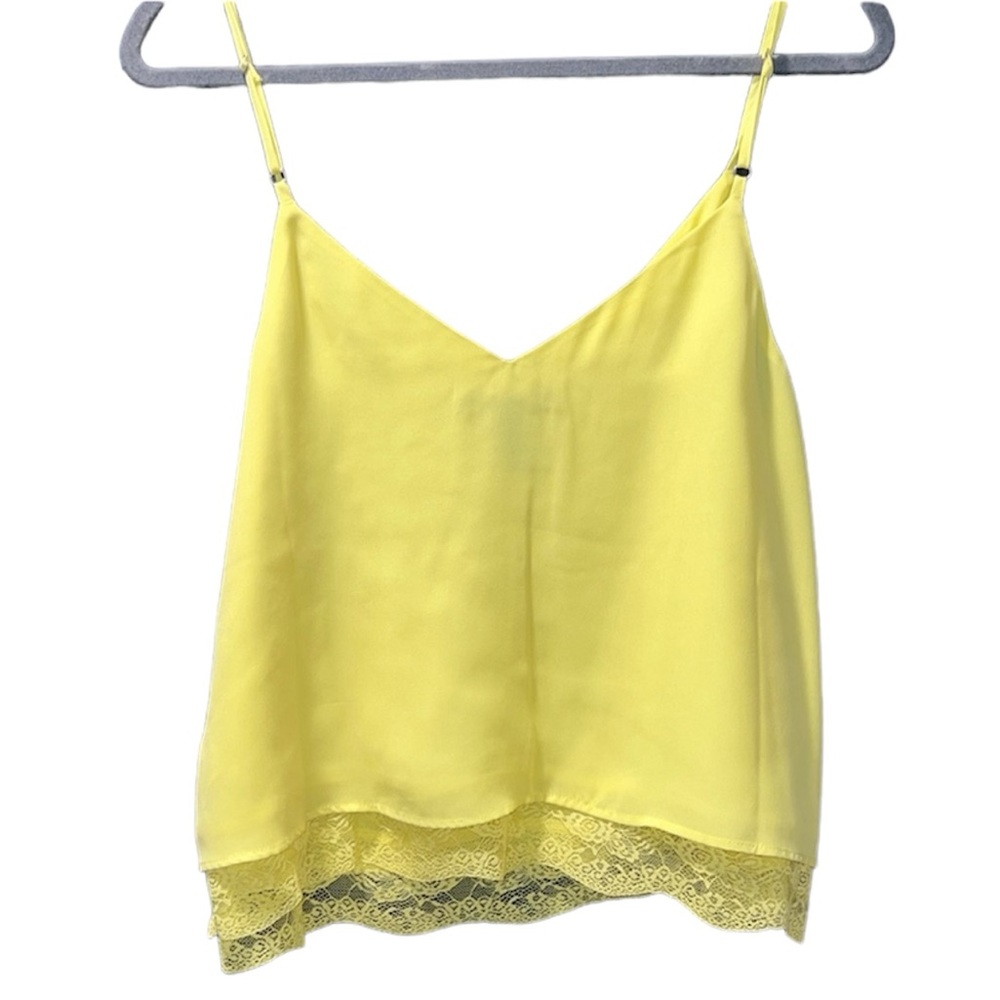 Forever 21 yellow blouse V neck w. Lace detail •great layering piece •